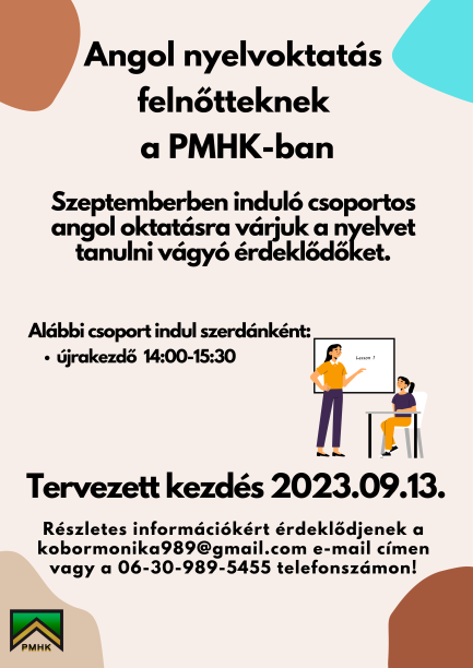 Angol nyelvoktatás felnőtteknek  a PMHK-ban