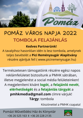 Pomáz város napja 2022 tombola felajánlás